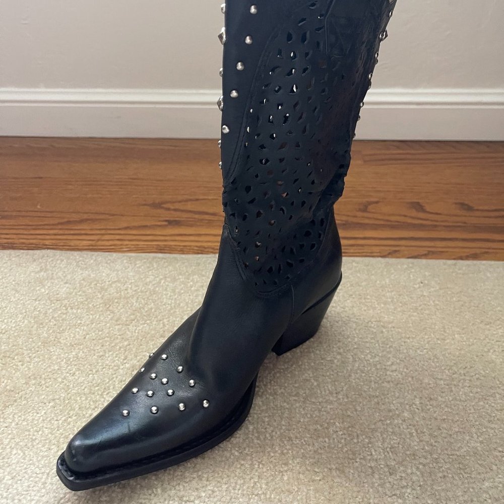 Penny Loves Kenny Cowgirl Leather Black Boots